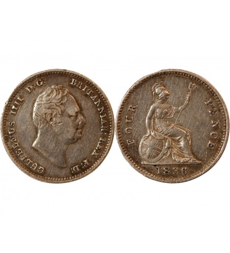 GRANDE-BRETAGNE, GUILLAUME IV - 4 PENCE ARGENT 1836