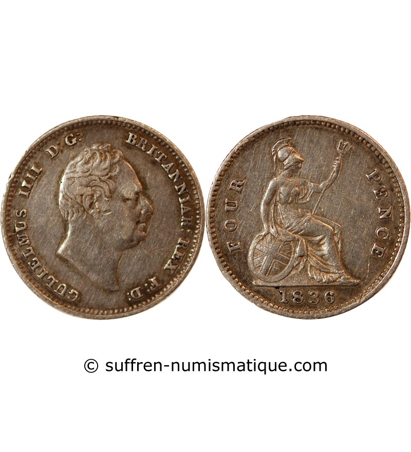 GRANDE-BRETAGNE, GUILLAUME IV - 4 PENCE ARGENT 1836