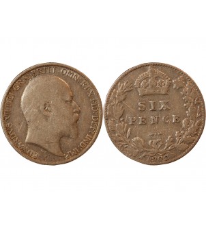 GRANDE-BRETAGNE, EDOUARD VII - 6 PENCE ARGENT 1902 2
