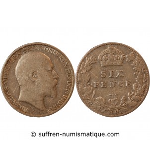 GRANDE-BRETAGNE, EDOUARD VII - 6 PENCE ARGENT 1902