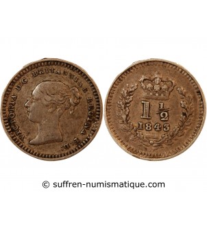 GRANDE-BRETAGNE, VICTORIA - 1 1/2 PENCE ARGENT 1843