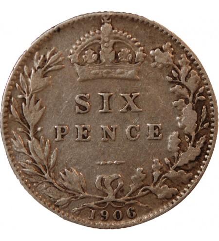 GRANDE-BRETAGNE, EDOUARD VII - 6 PENCE ARGENT 1906