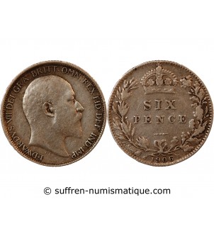 GRANDE-BRETAGNE, EDOUARD VII - 6 PENCE ARGENT 1906