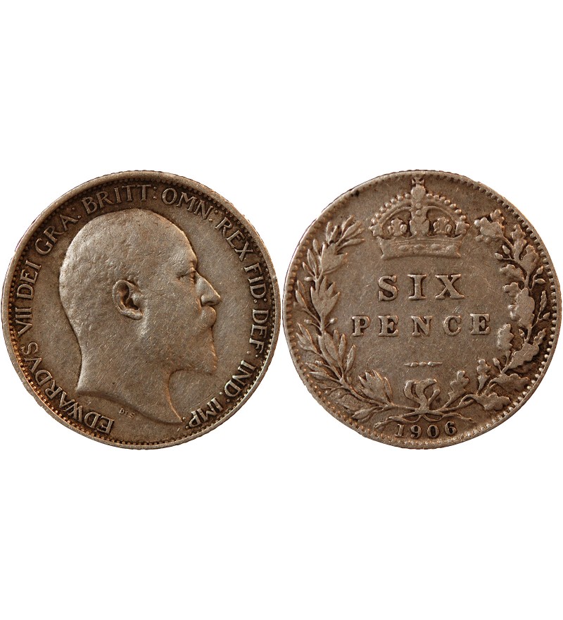 GRANDE-BRETAGNE, EDOUARD VII - 6 PENCE ARGENT 1906