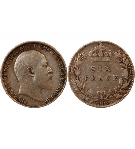 GRANDE-BRETAGNE, EDOUARD VII - 6 PENCE ARGENT 1906