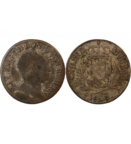 ALLEMAGNE, BAVIÈRE, MAXIMILIEN I JOSEPH - 6 KREUZER 1824