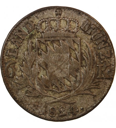 ALLEMAGNE, BAVIÈRE, MAXIMILIEN I JOSEPH - 6 KREUZER 1824