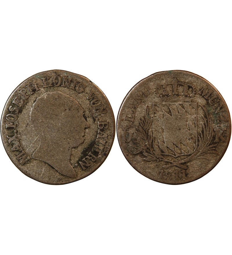 ALLEMAGNE, BAVIÈRE, MAXIMILIEN I JOSEPH - 6 KREUZER 1811