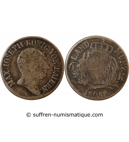 ALLEMAGNE, BAVIÈRE, MAXIMILIEN I JOSEPH - 6 KREUZER 1808