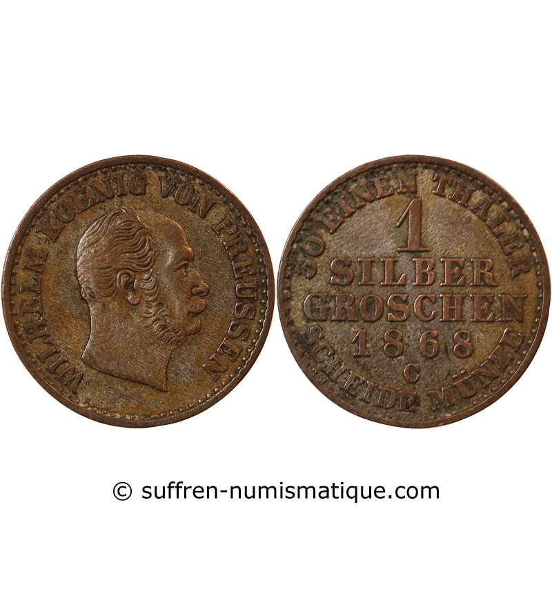 ALLEMAGNE, PRUSSE, WILHELM I - 1 GROSCHEN 1868 C FRANCFORT