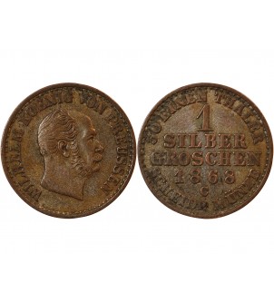ALLEMAGNE, PRUSSE, WILHELM I - 1 GROSCHEN 1868 C FRANCFORT 2
