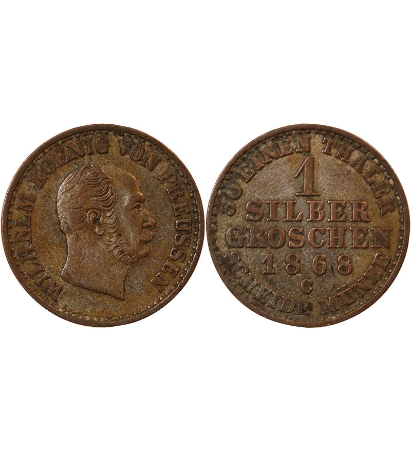 ALLEMAGNE, PRUSSE, WILHELM I - 1 GROSCHEN 1868 C FRANCFORT