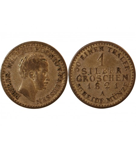 ALLEMAGNE, PRUSSE, FRIEDRICH WILHELM III - 1 GROSCHEN 1821 A BERLIN