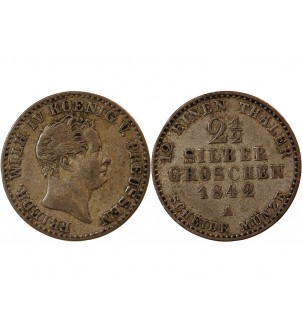 ALLEMAGNE, PRUSSE, FRIEDRICH WILHELM IV - 2 1/2 GROSCHEN 1842 A BERLIN 2
