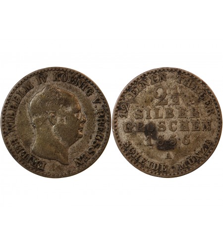 ALLEMAGNE, PRUSSE, FRIEDRICH WILHELM IV - 2 1/2 GROSCHEN 1856 A BERLIN