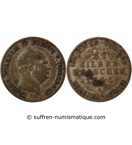 ALLEMAGNE, PRUSSE, FRIEDRICH WILHELM IV - 2 1/2 GROSCHEN 1856 A BERLIN