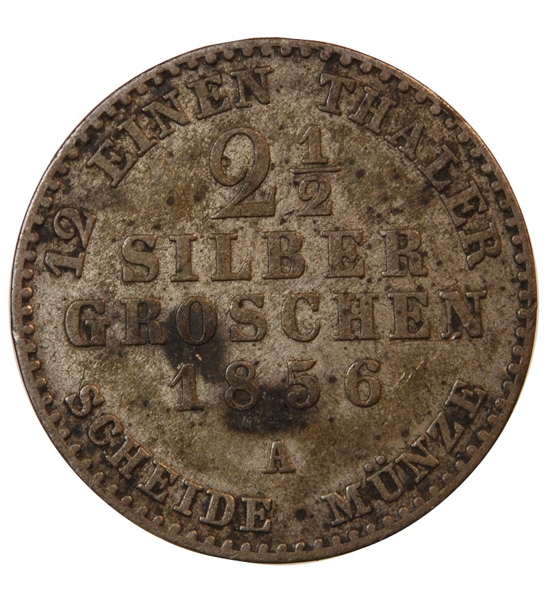ALLEMAGNE, PRUSSE, FRIEDRICH WILHELM IV - 2 1/2 GROSCHEN 1856 A BERLIN