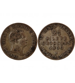 ALLEMAGNE, PRUSSE, FRIEDRICH WILHELM IV - 2 1/2 GROSCHEN 1850 A BERLIN 2