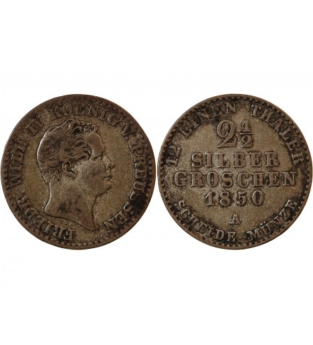 ALLEMAGNE, PRUSSE, FRIEDRICH WILHELM IV - 2 1/2 GROSCHEN 1850 A BERLIN