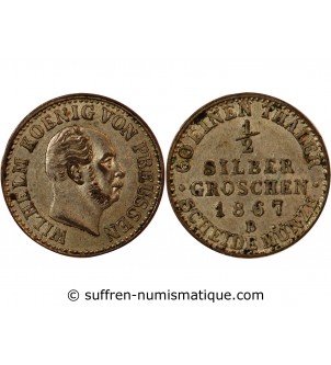 ALLEMAGNE, PRUSSE, WILHELM I - 1/2 GROSCHEN 1867 B HANOVRE