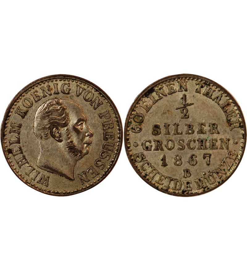 ALLEMAGNE, PRUSSE, WILHELM I - 1/2 GROSCHEN 1867 B HANOVRE