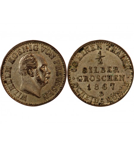 ALLEMAGNE, PRUSSE, WILHELM I - 1/2 GROSCHEN 1867 B HANOVRE
