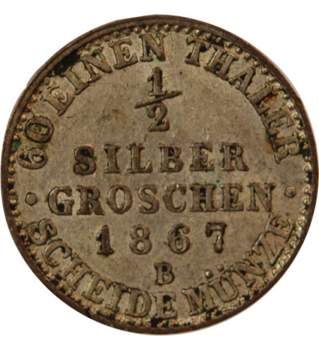 ALLEMAGNE, PRUSSE, WILHELM I - 1/2 GROSCHEN 1867 B HANOVRE