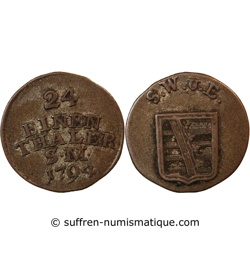 ALLEMAGNE, SAXE-WEIMAR-EISENACH, KARL AUGUST - 1/24 THALER 1794