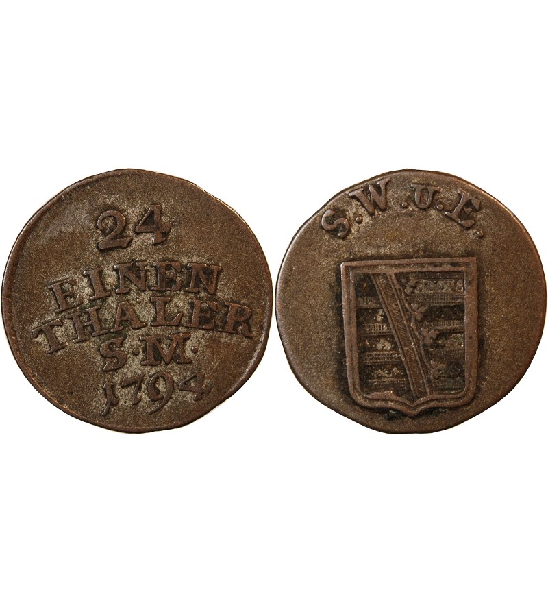 ALLEMAGNE, SAXE-WEIMAR-EISENACH, KARL AUGUST - 1/24 THALER 1794
