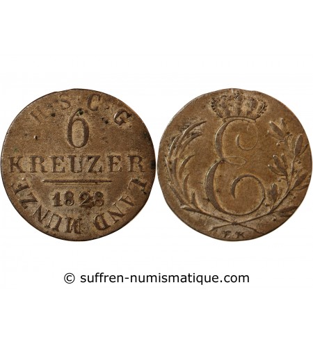 ALLEMAGNE, SAXE-COBOURG-GOTHA, ERNST I - 6 KREUZER 1828 EK