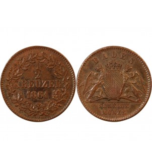 ALLEMAGNE, BADE, FRIEDRICH I - 1/2 KREUZER 1861 2