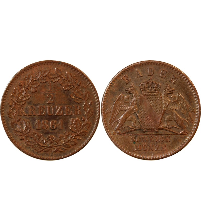 ALLEMAGNE, BADE, FRIEDRICH I - 1/2 KREUZER 1861