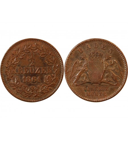 ALLEMAGNE, BADE, FRIEDRICH I - 1/2 KREUZER 1861