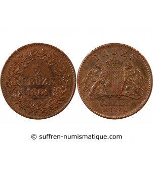ALLEMAGNE, BADE, FRIEDRICH I - 1/2 KREUZER 1861