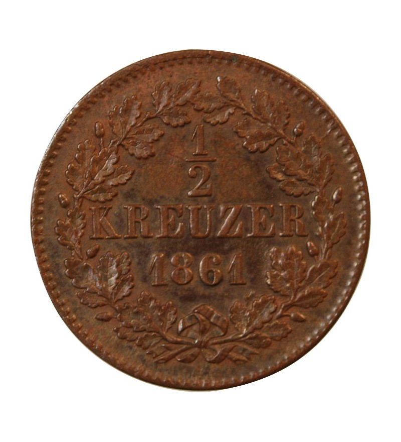 ALLEMAGNE, BADE, FRIEDRICH I - 1/2 KREUZER 1861