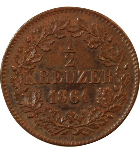 ALLEMAGNE, BADE, FRIEDRICH I - 1/2 KREUZER 1861