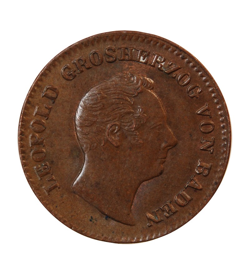 ALLEMAGNE, BADE, LEOPOLD I - 1/2 KREUZER 1852