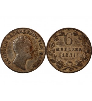 ALLEMAGNE, BADE, LEOPOLD I - 6 KREUZER 1831 2