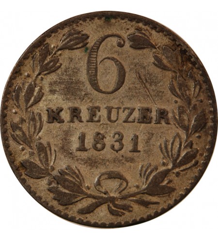 ALLEMAGNE, BADE, LEOPOLD I - 6 KREUZER 1831