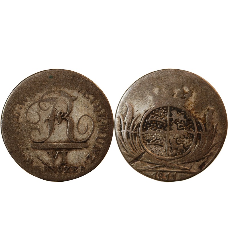 ALLEMAGNE, WURTEMBERG, FRIEDRICH I - 6 KREUZER 1811