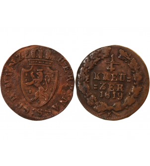 ALLEMAGNE, DUCHÉ DE NASSAU, WILHELM - 1/4 KREUZER 1819 2