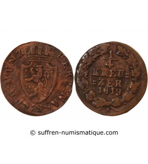 ALLEMAGNE, DUCHÉ DE NASSAU, WILHELM - 1/4 KREUZER 1819