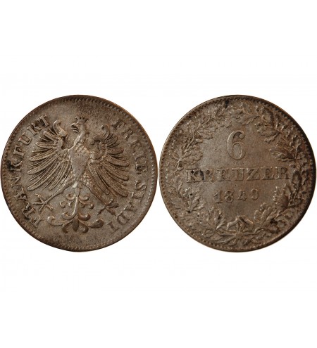 ALLEMAGNE, FRANCFORT-SUR-LE-MAIN - 6 KREUZER 1849