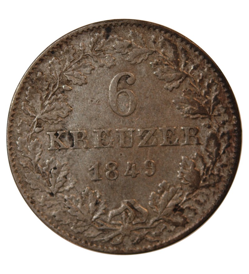 ALLEMAGNE, FRANCFORT-SUR-LE-MAIN - 6 KREUZER 1849