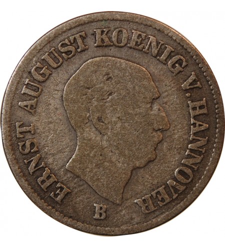 ALLEMAGNE, HANOVRE, ERNST AUGUST - 1/12 THALER ARGENT 1845 B