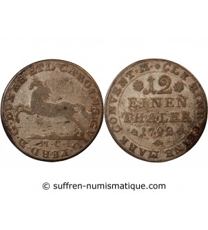 ALLEMAGNE, BRUNSWICK-WOLFENBÜTTEL, KARL WILHELM FERDINAND - 1/12 THALER ARGENT 1792 MC
