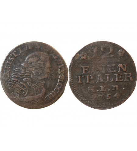 ALLEMAGNE, MECKLEMBOURG-SCHWERIN, CHRISTIAN LUDWIG II - 1/12 THALER 1754