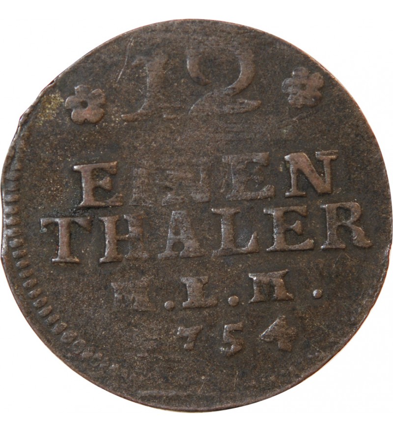 ALLEMAGNE, MECKLEMBOURG-SCHWERIN, CHRISTIAN LUDWIG II - 1/12 THALER 1754