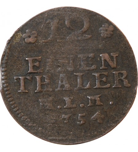 ALLEMAGNE, MECKLEMBOURG-SCHWERIN, CHRISTIAN LUDWIG II - 1/12 THALER 1754