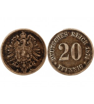 ALLEMAGNE, WILHELM I - 20 PFENNIG ARGENT 1874 A BERLIN 2